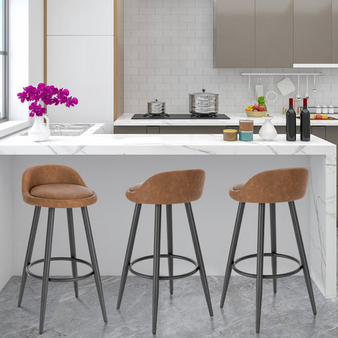 Barkruk – Barkrukken Set van 2 – Barkruk met Rugleuning – Bar Stool –Zitvlak Fluweel- Barkrukken met Voetensteun – Zithoogte 69,5 cm - Donkergrijs Fluweel