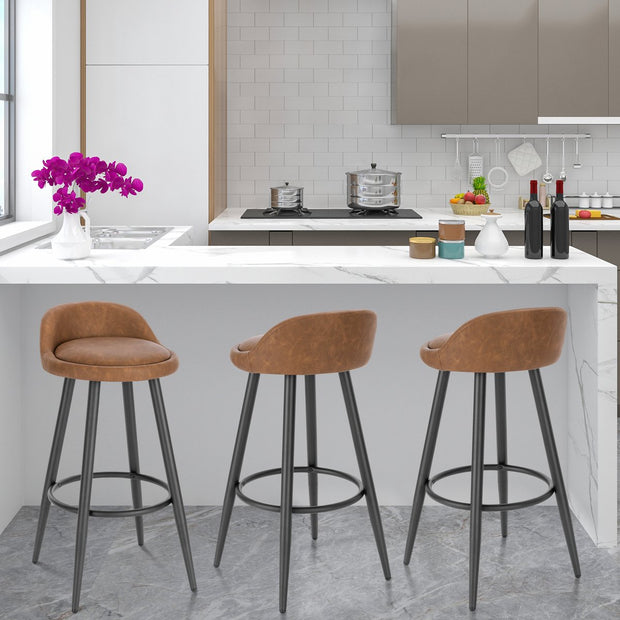 Barkruk – Barkrukken Set van 2 – Barkruk met Rugleuning – Bar Stool –Zitvlak Fluweel- Barkrukken met Voetensteun – Zithoogte 69,5 cm - Donkergrijs Fluweel