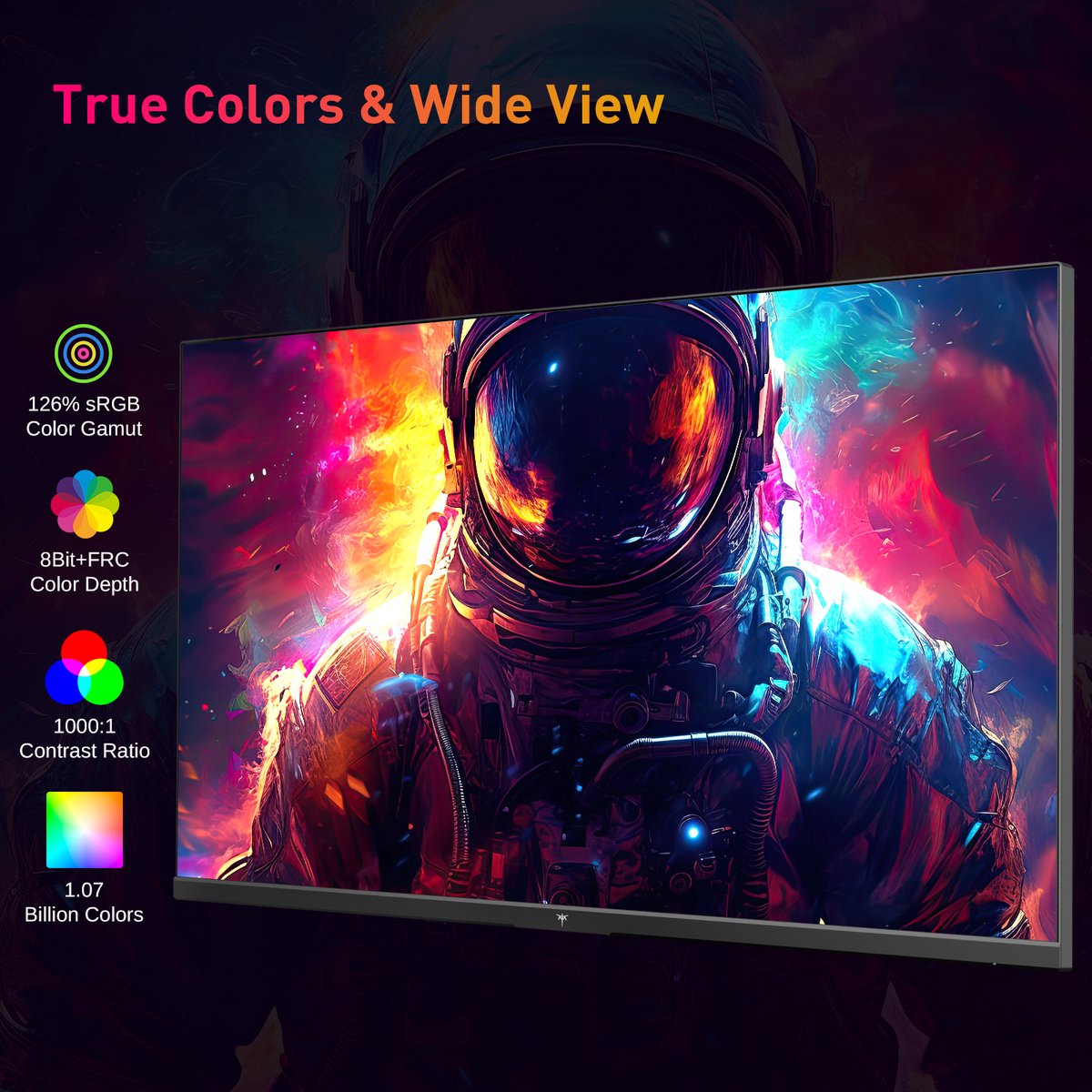 Gamingmonitor - 24-inch 2560*1440 16:9 snel IPS-scherm - 180 Hz - FreeSync en G-Sync - 126% sRGB - HDR-ondersteuningweinig blauw licht - ondersteuning voor wandmontage en kantelaanpassing - 2 x HDMI2.0 - 2 x DP1.4 - 1 x koptelefoonaansluiting - QUORE
