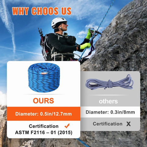 Klim touw - Outdoor rotsklimtouw - Met stalen karabijnhaken - 38 meter