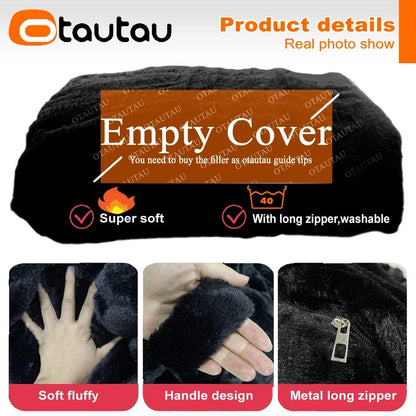 Bean Bag Chair Cover - (Cover Only, No Filling) - Oversized - Round Soft Fluffy - PV Velvet - Washable - Lazy Sofa - Duvet Cover - Living Room - Bedroom - Furniture Upholstery - Black