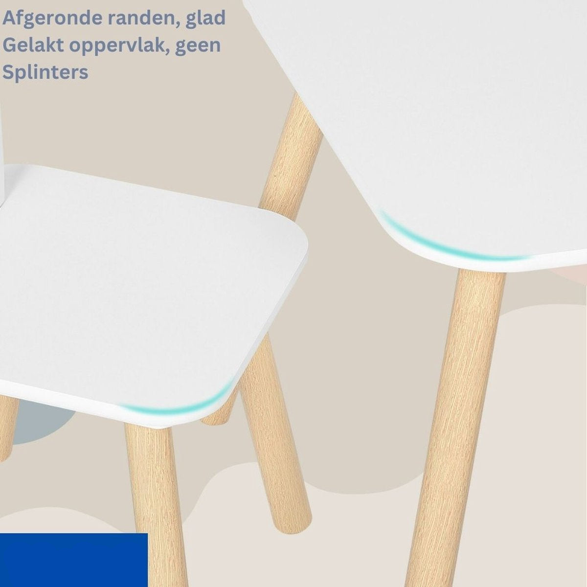 Kindertafelset met stoelen - Activiteitentafel voor kinderen - Creatieve speelset - Veilig en duurzaam - Met rugleuningen in de vorm van konijnenoren - Ideaal voor kinderkamers en babykamers - Witte tafel en 2 stoelenset - Konijnentafelset