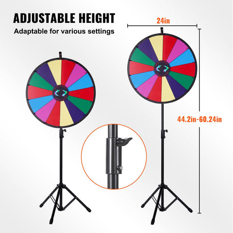 61cm Tafelblad Kleuren Prijzenwiel - Uniek Klikgeluid,Afneembaar & Verstelbaar,Voor Carnaval, Beurs - Jaarvergadering, Feest - Circus, Markt, Kermis, Kantoor, Klaslokaal, Loterij, Inzamelingsactie, Vakantieactiviteit, Buitenevenement