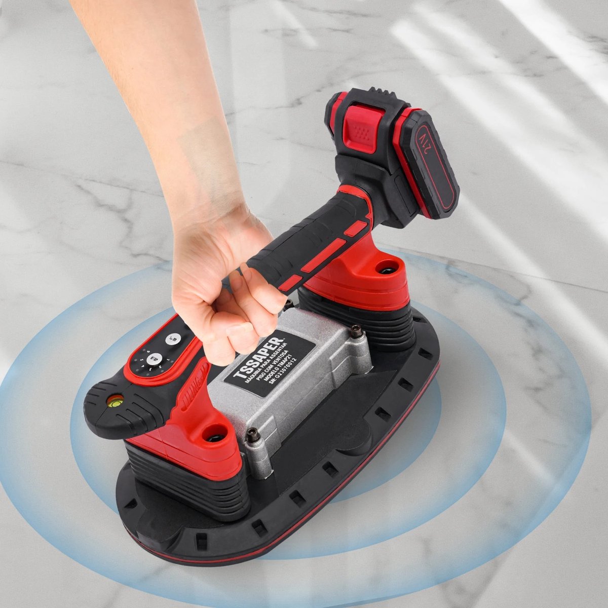 Elektrische Tegel Installatie Tool - Tegelzuignap - Tegellegger Zuignap - Slip-Proof - Enkele Zuignap - Elektrisch - 80KG - 30/240cm - 2x Accu