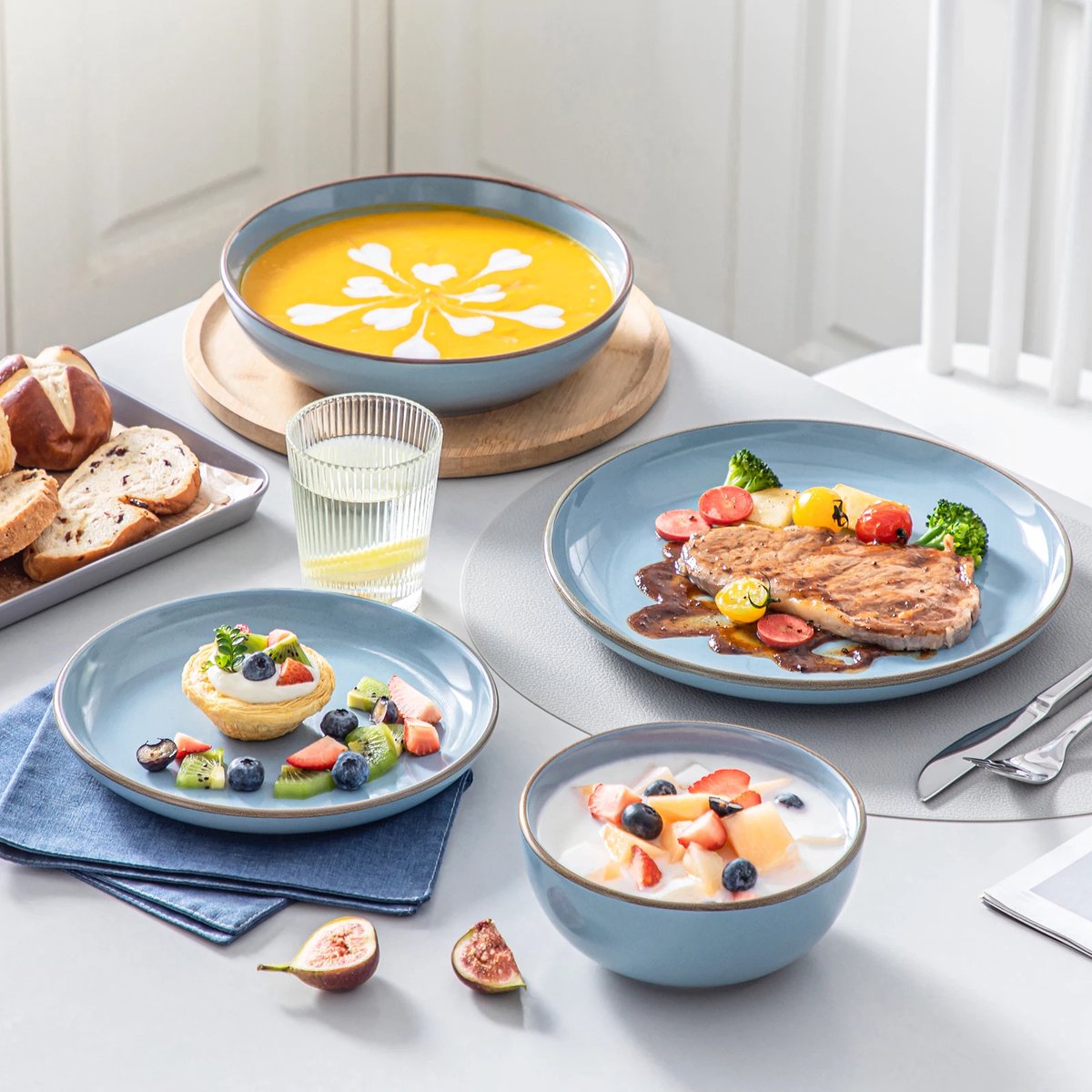 Luxe Serviesset – 32 delig – 8 persoons – Porselein - Bordenset – Dinner platen – Dessertborden - Kommen - Mokken - Schaaltjes - Nimf