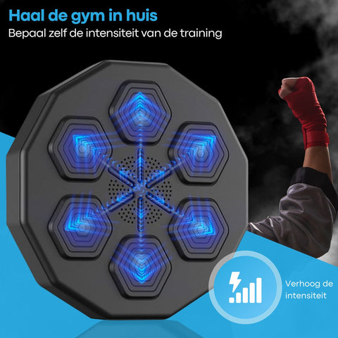 Boksmachine met muziek & Bluetooth Inclusief kinderhandschoenen - Bokszak - Boksmachine - Wandmontage - Zwart