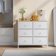 Ladekast met 6 Lades - Opbergkast met Houten Top & Metaal Frame - Voor Slaapkamer, Hal of Woonkamer - Wit - Met Zijbord & Verstelbare Voetjes - 80x29x78 cm - Wit