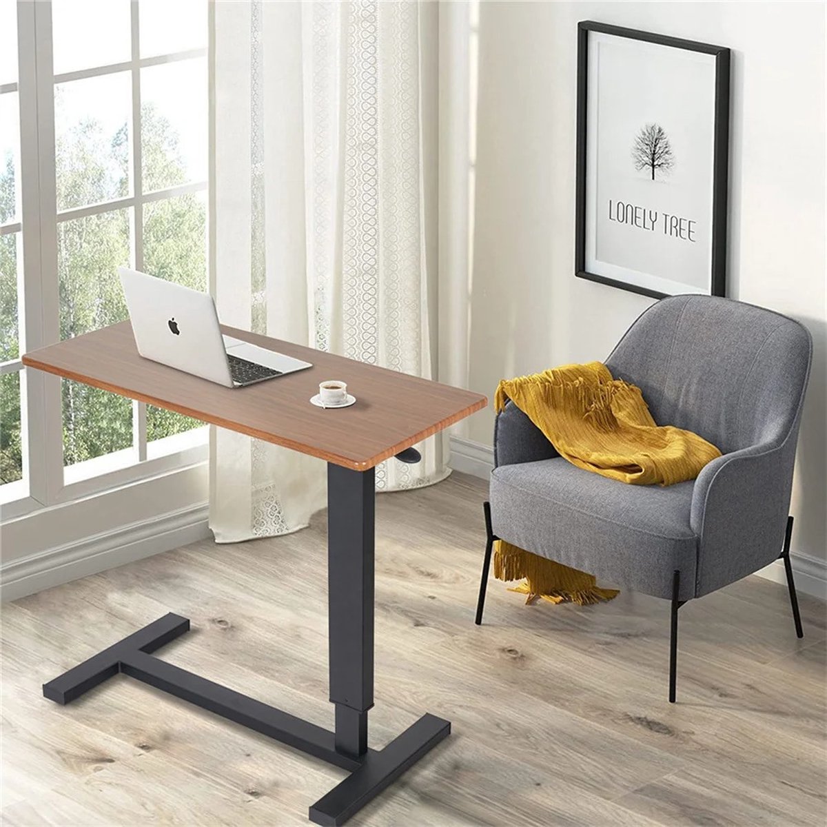 Bedtafel - Bed tafeltje met wielen - Laptop Tafel - Laptop Houder - Laptop Bureau - Verrijdbaar - In Hoogte Verstelbaar - Voor Thuiswerken - Stand Voor Ziekenhuis - Ons Nachtkastje Lade.