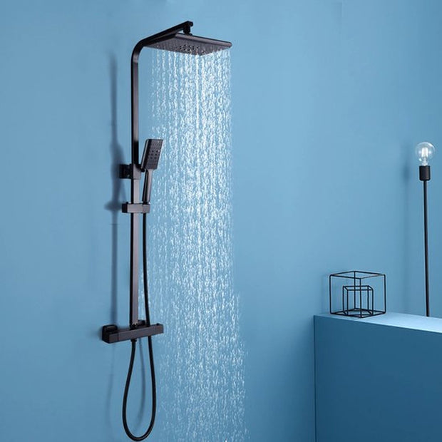 Doucheset Zwart - Regendouche - Met Thermosstaat - Douchekop - Douchestang - Douche Set - Doucheset Met Thermostaatkraan
