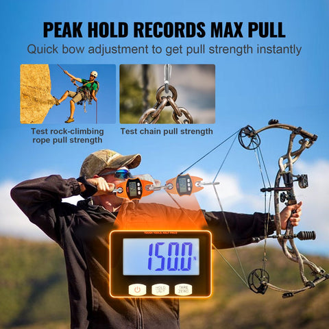 Kraanweegschaal - Nauwkeurige Meting - LCD-scherm - S-haak - 0,05 kg Nauwkeurigheid -0,15 tot 400 kg Capaciteit - voor de Jacht, Visserij, Landbouw, Boogafstemming en Andere Lichte Weegsituaties - Oranje