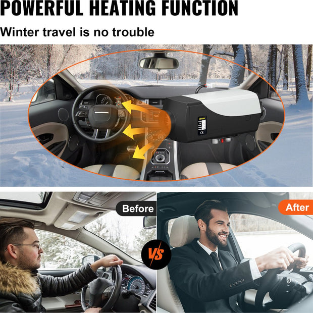 Diesel Standkachel - 12V - 8KW - Diesel Heater - met een Intelligente LCD-monitor en Afstandsbediening - Brandstoftank van 10L - Luchtverwarmer - Autoverwarming-Auto Heater-Voor Auto Vrachtwagens Camper Boot Bus Kan Aluminium Rv - Zwart & Wit