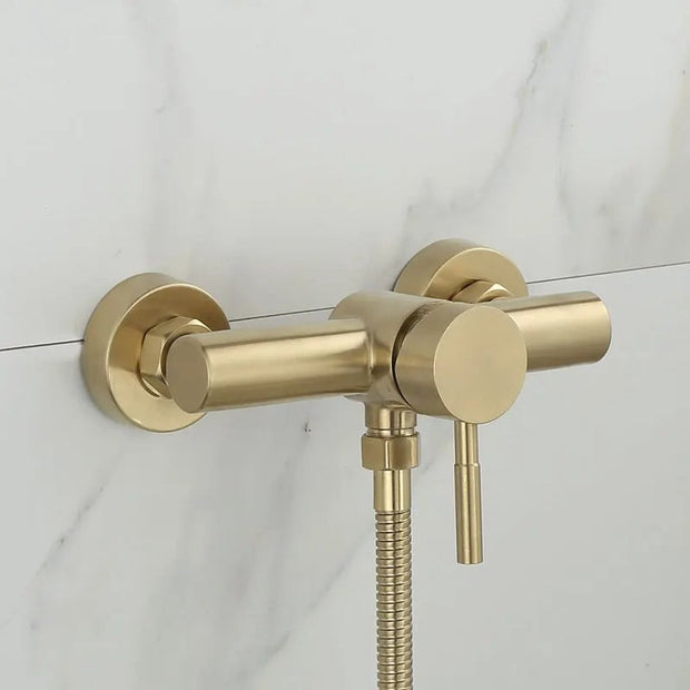 Luxury Bathroom Shower Faucet Set - Wall Mounted - Brushed Gold - Shower Head Faucet Set