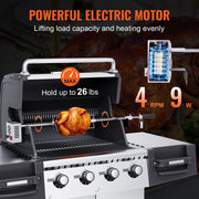 Luxe Rotisserie - Universeel - RVS - XXL 101 cm - Draaispit BBQ - Grill Spies - Krachtige 9W motor - Tot wel 12kg