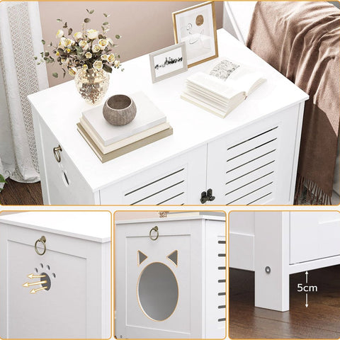 Kattenbak Kast - Houten Kattenbak Behuizing - Verborgen Kattenbak - Groot Kattenhuis Meubilair - (LxBxH) 45X60X50 cm