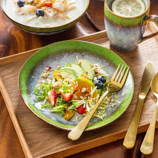 Luxe Serviesset – 32 delig – 8 persoons – Porselein - Bordenset – Dinner platen – Dessertborden - Kommen - Schaaltjes - Groen