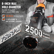 Diamantboormachine - Diamantboormachine - 3200W - 0-750 TPM - Nat En Droog Boren - Met 20 Cm Magnetische Boormachine - Geschikt voor Het Boren Van Gewapend Beton - Marmer - Zwart