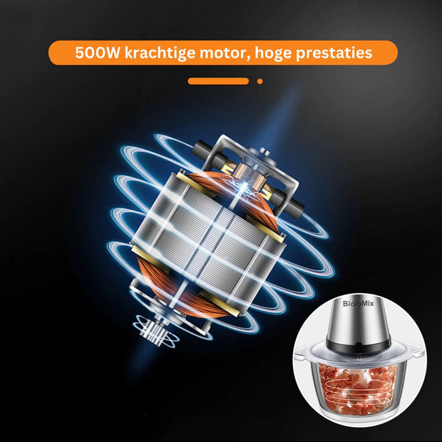 Hakmolen Electrisch - Gehaktmolen - Vleesmolen - Food Processor - Keukenmixer - Hakmolen Elektrisch - Grijs - 500W - 2 Snelheden - Roestvrij staal - 2L