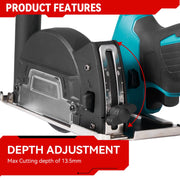 Elektrische Haakse Slijper - Draadloze Cirkelzagen - Snijmachine - Power Tool Haakse Slijper - Stofschild - 5 Slijpschijven - 2 Zaagbladen - Inbussleutel - Led Licht - 2 Accu's - Accu lader - Handleiding - Lichtgewicht - 18V - 76MM