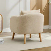 Teddy armchair - Reading chair - Living room - Children's room - Armchair with extra thick cushion - Solid wood legs - Beige