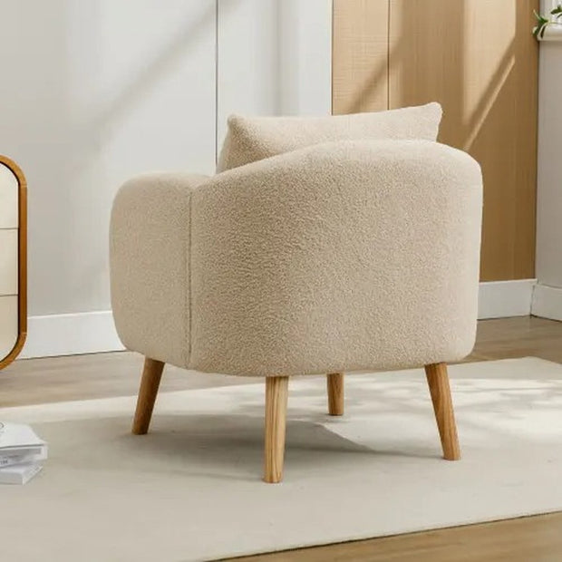Teddy armchair - Reading chair - Living room - Children's room - Armchair with extra thick cushion - Solid wood legs - Beige