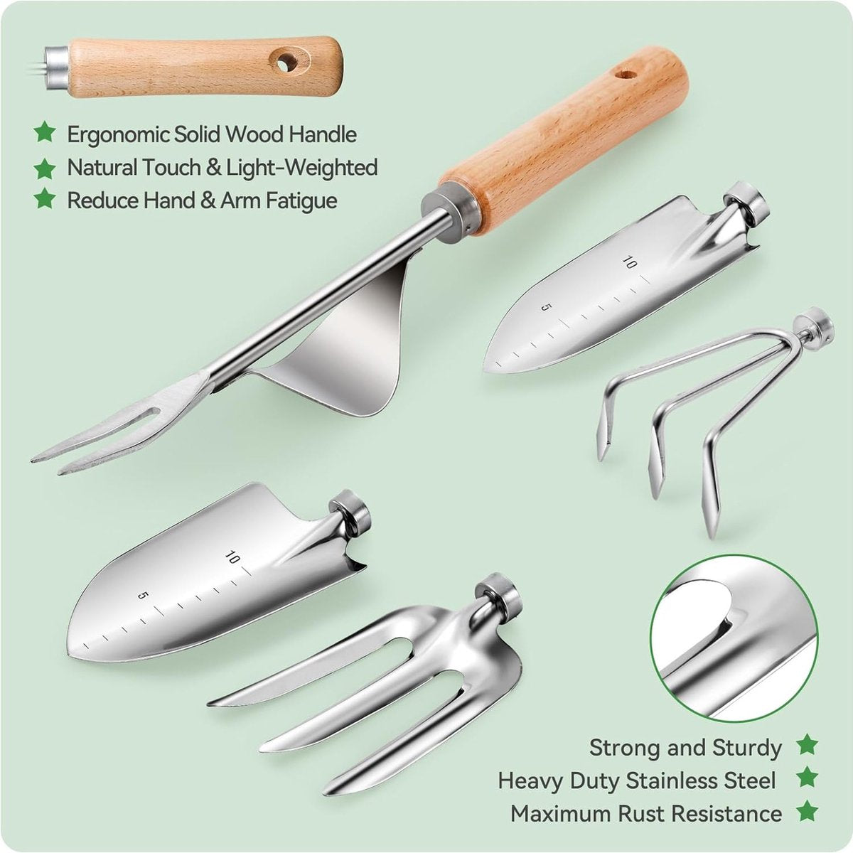 Tuingereedshapset – tuingereedschap – garden tools set – gardening set – duurzaam - 9-delige - Groen