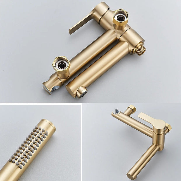 Luxury Bathroom Shower Faucet Set - Wall Mounted - Brushed Gold - Shower Head Faucet Set