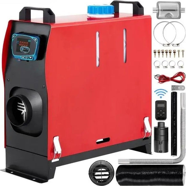 Kachel - Diesel - Diesel Luchtverwarmer - Standkachel - Auto verwarming - Diesel Auto Heater Voor Caravan - Zolder, Bus, Schip - 8KW 12V - Rood