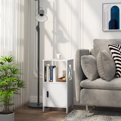 Nachtkastje - Set van 2 - Bijzettafel - Moderne kastjes - Opbergkast voor Slaapkamer - Gangkastje - Smalle kastjes - 30X60X30cm - Wit