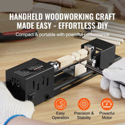 Mini Lathe - Wood Lathe - Lathe - Lathe Machine - Mini Metal Lathe - Compact - Black