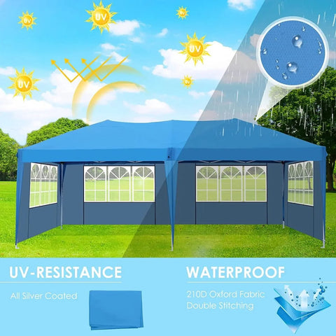 Partytent Opvouwbaar 3x6 x2.66m - Hoogte Verstelbaar - Feesttent - Paviljoen - Paviljoen - Gazebo – Pergola – 3X6m Waterdichte Pop Up - Outdoor Paviljoen Tenten Vier Kanten 420D Oxford - Regendicht Luifel Tent voor Bruiloft