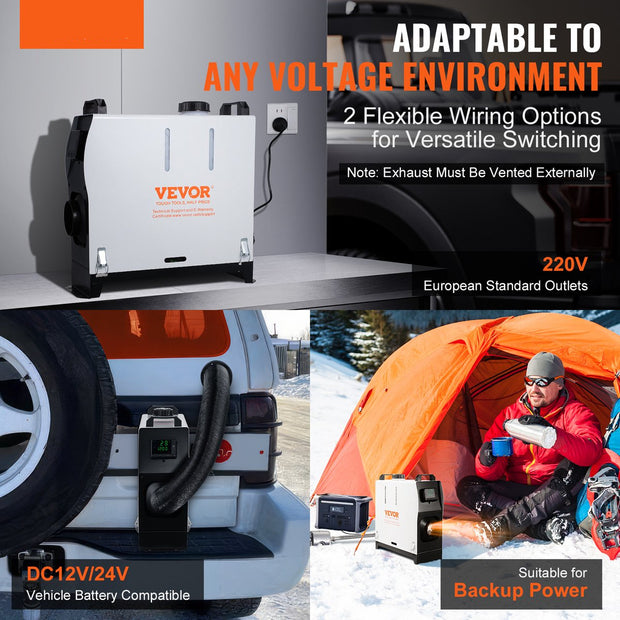 Standkachel - 8 Kw - Diesel Luchtverwarmer Alles-In-ééN - Met 30m Afstandsbediening En Lcd-Scherm - Snelle Verwarming, Laag Geluidsniveau, Draagbare Autoverwarmer Voor Auto'S, Campers, Vrachtwagens, Tractoren, Garages,Kamperen - Wit