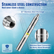 Diepe Bronpomp - Stroom 35L/min - 550W - Maximale Opvoerhoogte van 108 m - met Externe Schakelkast en 20 m Stroomkabel - met Terugslagklep en Filter - IP68 - Voor Regentonnen - Reservoirs - Kanalen - Rivieren