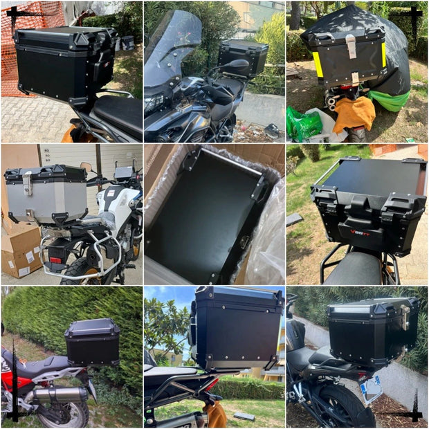 45L Aluminium Motorfiets Topkoffer - Zilver - Robuuste Opbergruimte voor Helm en Accessoires