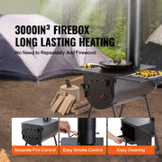 Draagbare Houtkachel - Camping Hot Tent BBQ-oven Buiten met Pijpen - Kamergrootte 55 x 33 x 29,5 cm