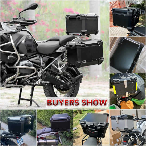 55L Aluminium Motorfiets Topkoffer - Zwart - Robuuste Opbergruimte voor Helm en Accessoires
