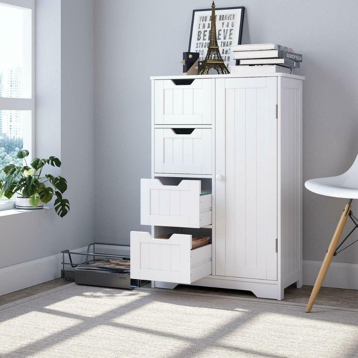 Homesse Badkamer Kastje - Badkamermeubel - Badkamer Accessoires - Wastafel Onderkast - Ladekastje - Wit