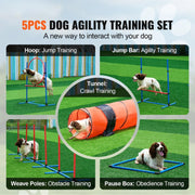 Agility Set Pro5 - Training Toestel Hond - Lichtgewicht en Draagbaar - Behendigheid - 5-Delig - Tunnel - Hindernisbaan - Hoepel - Opbergtas - Puppy Training