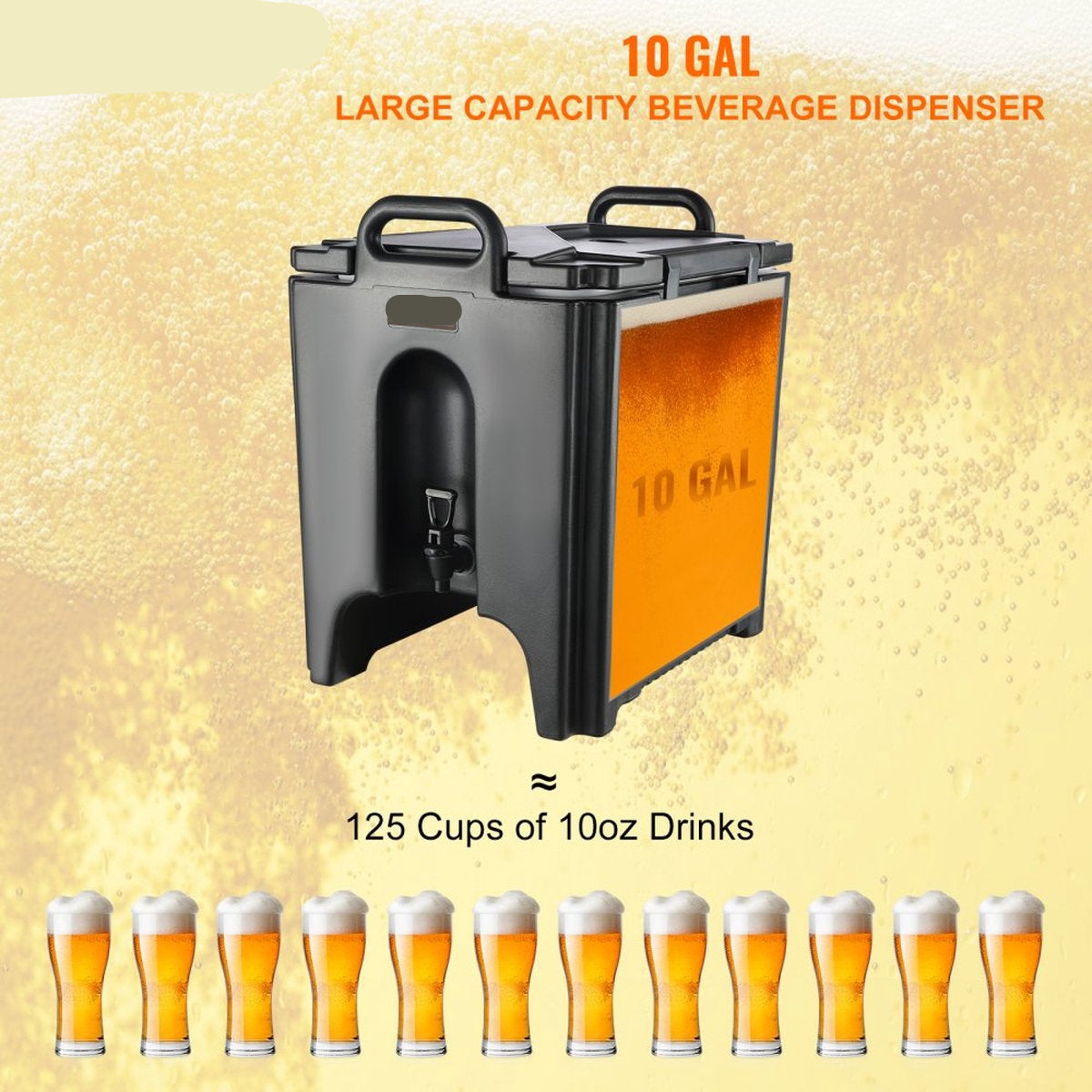 Frisdrankautomaat - Drankautomaat - 37,6L, LDPE Warm en Koud Water Fontein - Grote Drankautomaat met Kraantje voor Koffie, koude melk, water, sap - Geïsoleerde Kan