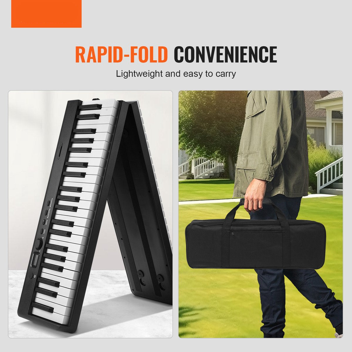 Digitale Piano - Elektrische Piano - Opvouwbaar - Bluetooth Keyboard Midi - Met Standaard - Digitaal Led-Display - 88-Toetsen - Wit & Zwart