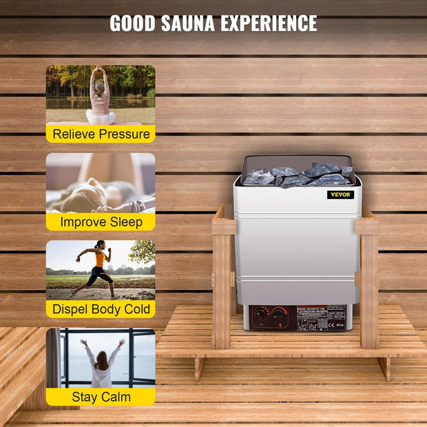 Elektrische Saunakachel - Kachel Externe/Interne Controller - 9KW - Oververhitting Bescherming - Spa Sauna Stoomgenerator