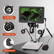 Digitale Microscoop - Met 9 Inch Verstelbare Display HD - LCD 1200x - Camera USB - 10 Led Lampen