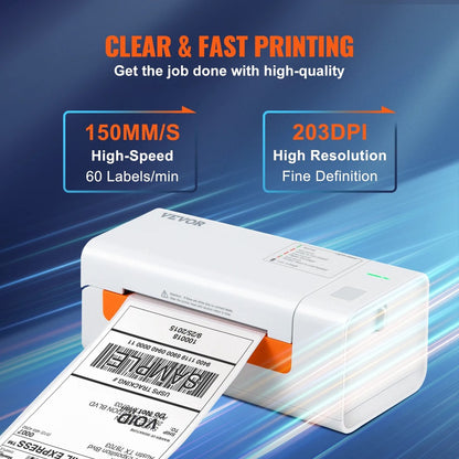 Label Printer - Label Maker - Label Writer - Receipt Printer - USB - 203DPI - 60 Labels Per Minute - 150 mm/sec - Shipping Label Printer - White