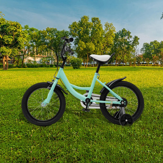 Kinderfiets - 16 Inch - Spelen - 5 tot 8 Jaar - Outdoor - Groen met Zwarte Accenten