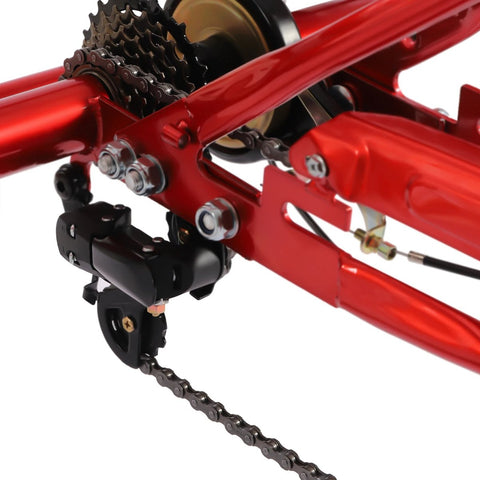 Driewieler - Geschikt voor Volwassenen - Inclusief Fietsmand- 24 Inch - 7 Versnellingen - Opvouwbaar - Met LED Verlichting - Rood