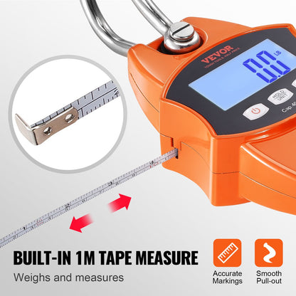Kraanweegschaal - Nauwkeurige Meting - LCD-scherm - S-haak - 0,05 kg Nauwkeurigheid -0,15 tot 400 kg Capaciteit - voor de Jacht, Visserij, Landbouw, Boogafstemming en Andere Lichte Weegsituaties - Oranje