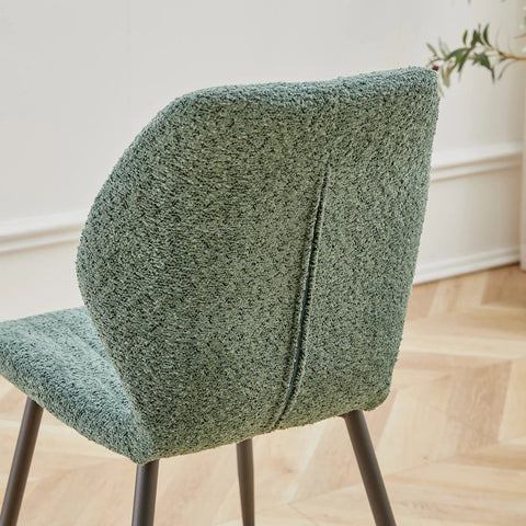 Eetkamerstoelen set van 4 - Rugleuning - Fauteuil - Woonkamerstoelen - Kuipstoelen - Comfi Linnen Stof - Gewatteerde zitting - Metalen poten - Groen
