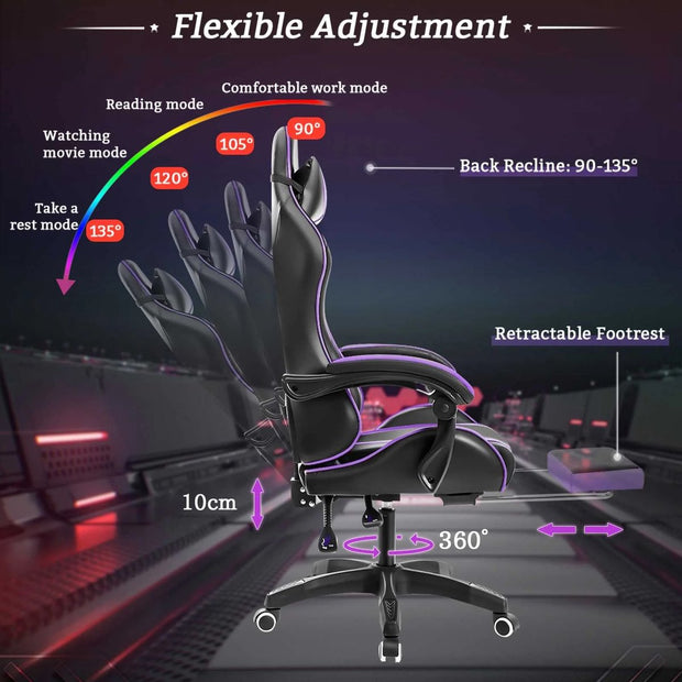 Bureaustoel - Gaming stoel - Ergonomische bureaustoel - Gaming chair - Gaming stoel met voetsteun - Gaming stoel met massage - Hoge Rugleuning - Verstelbare Draaistoel