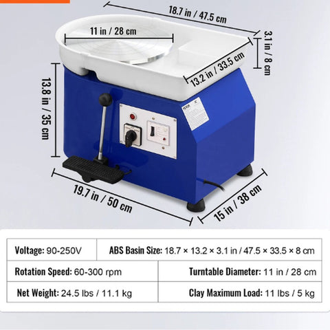 Pottenbakken - Pottenbakkersschijf - Draaischijf - Draaischijf Pottenbakker - Boetseerschijf - Boetseertafel - Pottenbakkerwiel - 450W - 28cm