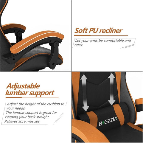 Gamingstoel - Game Stoel - Ergonomische Pu Lederen Computerstoel - Bureaustoel met hoofdsteun en lendensteun - Racestoel Zwart/Paars