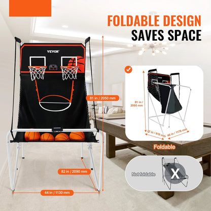 Basketbal Arcade - Inclusief 4 Ballen En Pomp - Opvouwbaar - 80x54x81 inch